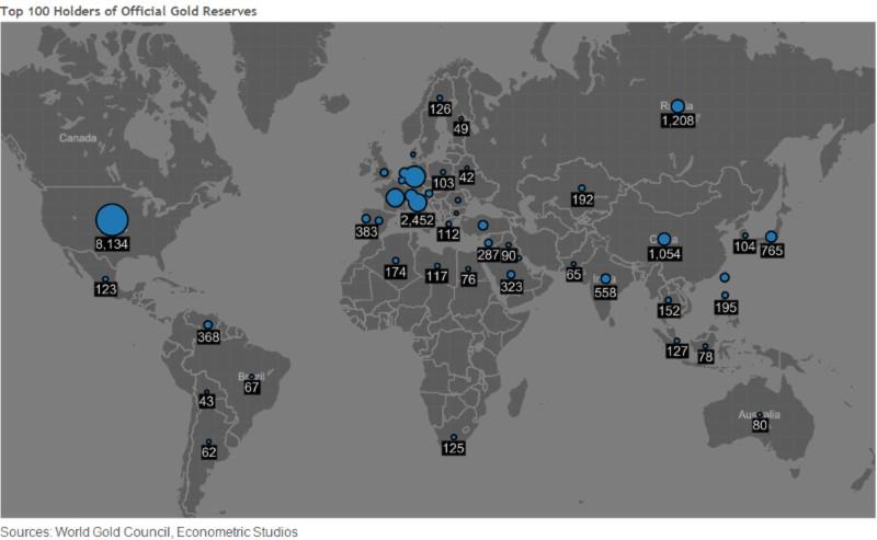 Mapa - oficiální zlaté rezervy - TOP 100