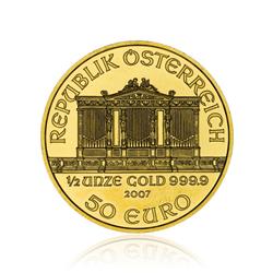 Zlatá mince Philharmoniker 1/2 Oz - Líc