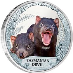 Stříbrná mince Tasmánský ďábel 2013 - 1 OZ (Austrálie) PROOF edice ohrožení a vyhynulí - Líc