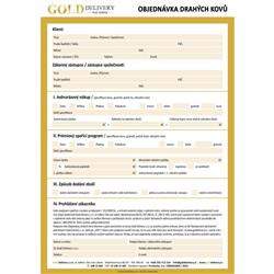 Propisovací objednávka drahých kovů Gold Delivery - První strana