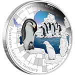 Stříbrná mince - 1 OZ edice AUSTRALIAN ANTARCTIC TERRITORY - EMPEROR PENGUIN 2012 - Líc