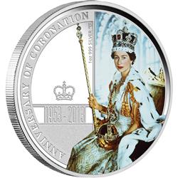 Stříbrná mince - 60. výročí korunovace královny Alžběty II 2013 1OZ PROOF - Líc