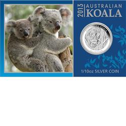 Stříbrná mince -AUSTRALIAN KOALA 2013 1/10 OZ - V  ilustrované prezentační kartě