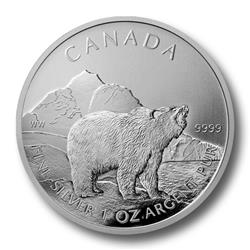 Stříbrná mince Wildlife Grizzly 1 Oz 2011 (Kanada) - Líc 