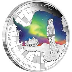 Stříbrná mince séria "Australian Antarctic Territory" - "Aurora Australis 2013" 1oz Proof - Líc