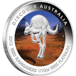 Platinová mince -2012 Discover Australia – Red Kangaroo 1/10oz Proof - Líc