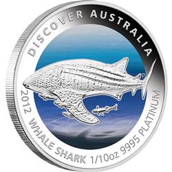Platinová mince - 2012 Discover Australia - Whale Shark 1/10oz Proof - Líc