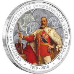 Stříbrná mince - 100. let od zavedení Australských mincí 1910-2010 1OZ - Líc 