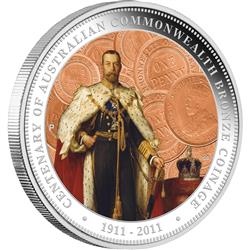 Stříbrná mince - 100. let ražby vlastních mincí v Australském společenství 1911-2011 1oz Proof - Líc 