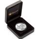 Sada- stříbrné mince SYDNEY COVE MEDALLION 1OZ SILVER PROOF a  exkluzivním porcelánovým talířem od firmy Wedgwood