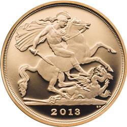 Zlatý Quarter-Sovereign 2013 UK Proof - Líc