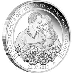 HRH Prince George 2013 1oz Stříbrná mince - Líc