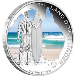 Stříbrná mince Land Down Under - Surfing 2013 1oz - Líc