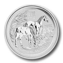 Stříbrná mince Australské Lunární série II Kůň 1 oz (2014) - Líc 