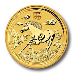 Zlatá mince Lunární Série II - Rok Koně 2014 - 1/10 OZ - Líc 