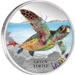 GREEN TURTLE 2014 1OZ ze série ohrožených a vyhynulých - Líc