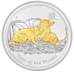 Australská Lunární Série II - Rok Krysy 2008 - zlacená edice - Líc
