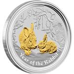 Australská Lunární Série II - Rok Zajíce 2011 - zlacená edice - Líc
