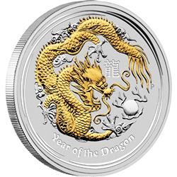 Australská Lunární Série II - Rok Draka 2012 - zlacená edice - Líc