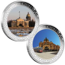 Sesterská města Melbourne a Petrohrad 2013 1OZ Proof - Líc míncí