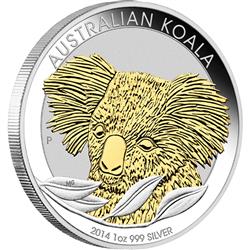 Australský KOALA 2014 1 Oz - zlacená edice - Líc
