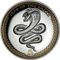 Stříbrná mince Rok Hada High Relief 2013 Proof - Líc
