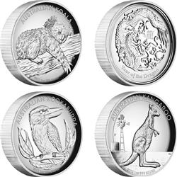 Sada stříbrných mincí 2012 - 1 OZ (Austrálie) PROOF High Reliéf 