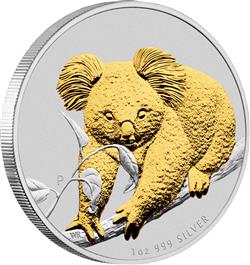 Australský KOALA 2010 1 Oz - zlacená edice - Líc