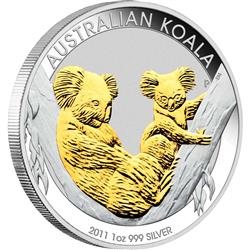 Australský KOALA 2011 1 Oz - zlacená edice - Líc