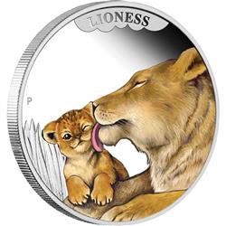 Stříbrná mince ze série Mateřská láska - Lvice 2014 1/2 oz - Líc