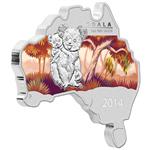 KOALA 2014 1OZ - série ve tvaru mapy Austrálie - Líc