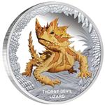 Stříbrná mince Moloch Ostnitý  2014 1oz Proof, série Pozoruhodní plazi 