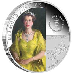 Královna Elizabeth II - diamantové jubileum 2012 1oz - Líc