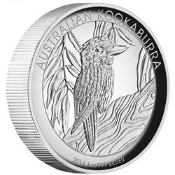 Stříbrná mince australský Ledňáček 2014 1oz Proof High Relief -  Líc    