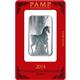 Investiční stříbrná cihla PAMP rok koně 2014 1 Oz - Líc