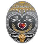 Stříbrná mince Love, love, love vejce Faberge - Líc