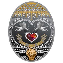 Stříbrná mince Love, love, love vejce Faberge - Líc