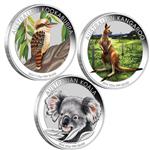 Sada 3ks 1/2 Oz kolorovaných stříbrných mincí AUSTRALIAN OUTBACK 2014 - sada