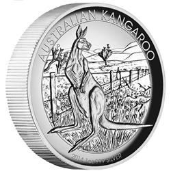 Stříbrná mince australský  Klokan 2014 1oz  Proof High Relief  - Líc