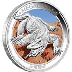 Stříbrná mince Australská megafauna - Megalania 2014 1oz  proof - Líc