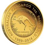 Zlatá Mince Australský Klokan 1 Oz Gold Proof - výročí 25 let - Líc
