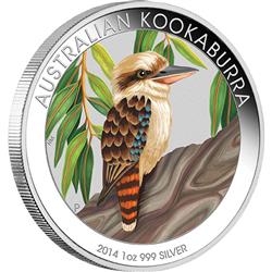 AUSTRALIAN KOOKABURRA ( Australský ledňáček)  kolorovaná 2014 1 Oz - Líc