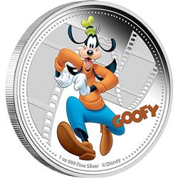 Disney – pes Goofy 2014 1oz Stříbrná sběratelská mince Proof  - líc