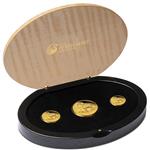 Sada tří mincí - Australská Lunární Série II 2015 rok kozy  Gold Proof - v dárkové krabičce