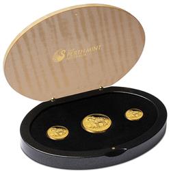 Sada tří mincí - Australská Lunární Série II 2015 rok kozy  Gold Proof - v dárkové krabičce
