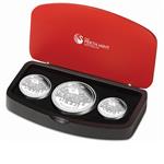 Sada tří stříbrných mincí 1/2 oz, 1 oz, 2 oz - Australská Lunární Série II 2015 rok kozy Silver  Proof - v dárkové kazetě