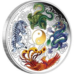 Stříbrná mince - Čínské starobylé mýtické bytosti 2014 5 oz Proof - Líc