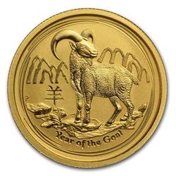 Zlatá mince Lunární Série II - Rok Kozy 2015 - 1/4 Oz - Líc