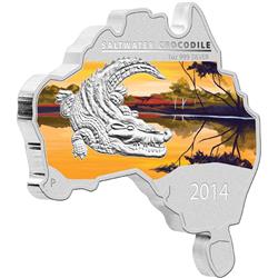Krokodýl mořský 2014 1OZ - série ve tvaru mapy Austrálie - Líc