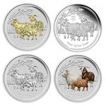Sada 4 ks stříbrných mincí Lunární Série II - Rok Kozy 2015 1 Oz - sada